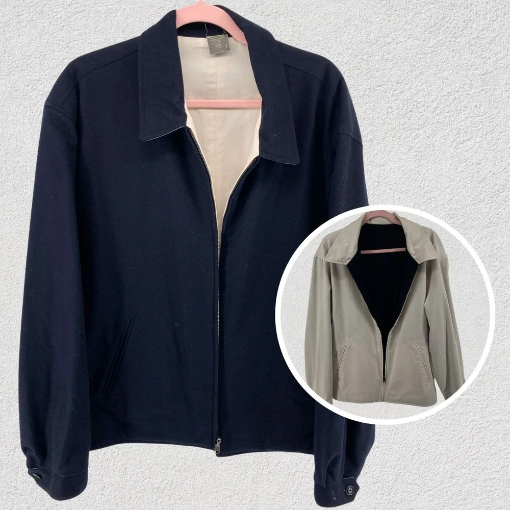 Vintage Banana Republic Reversible Wool Jacket Men's Large Classic Heritage Coat